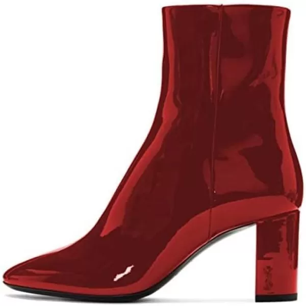 imageFSJ Women Basic Chunky Heel Ankle Boot Closed Toe WaterProof Casual Comfy Shoe Size 415 USRed