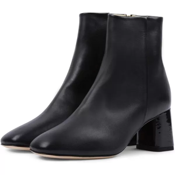 imageFSJ Women Boots Comfy Zipper Medium Chunky Heels Square Toe Sexy Pull On Party Shoes Size 415 M USBlacksynthetic Leather