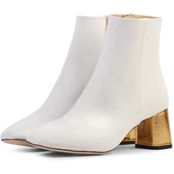 imageFSJ Women Boots Comfy Zipper Medium Chunky Heels Square Toe Sexy Pull On Party Shoes Size 415 M USWhitesynthetic Leather