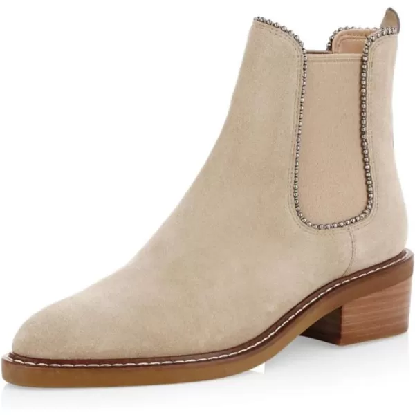 imageFSJ Women Chelsea Ankle Boots Closed Toe Chunky Block Low Heels Pull On Waterproof Shoes Size 415 USBeige
