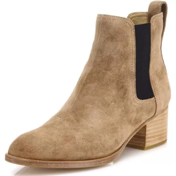 imageFSJ Women Chelsea Ankle Boots Closed Toe Chunky Block Low Heels Pull On Waterproof Shoes Size 415 USCamel