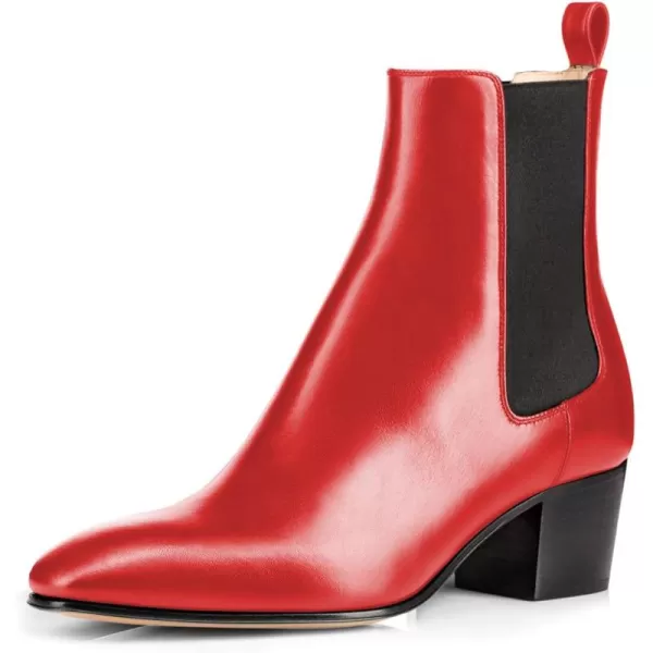 imageFSJ Women Chelsea Ankle Boots Closed Toe Chunky Block Low Heels Pull On Waterproof Shoes Size 415 USRed