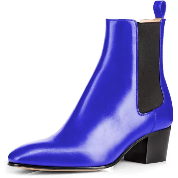 imageFSJ Women Chelsea Ankle Boots Closed Toe Chunky Block Low Heels Pull On Waterproof Shoes Size 415 USRoyal Blue
