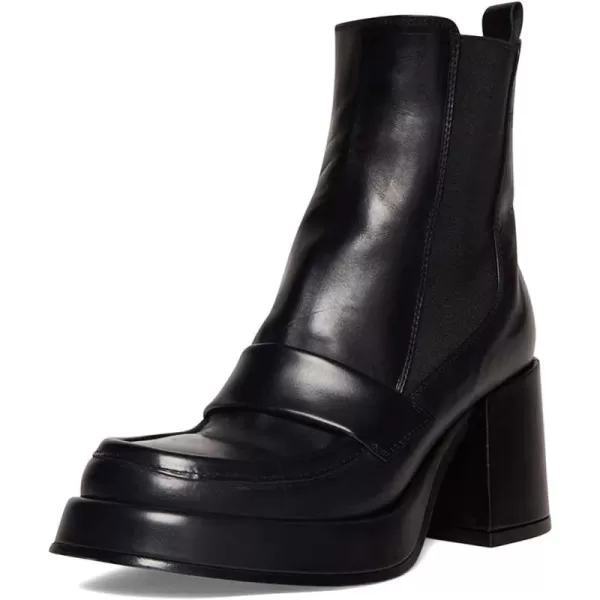 imageFSJ Women Fashion Round Toe Block Chunky High Heel Ankle Boots Elastic Pull On Casual Walking Shoes Size 415 USBlack