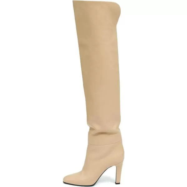 imageFSJ Women Thick High Heel Over The Knee Boots Pointed Toe Pull On Winter Dress Long Boots Shoes Size 415 USBeige