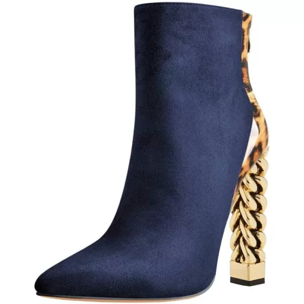 Navy Leopard Chain-heel