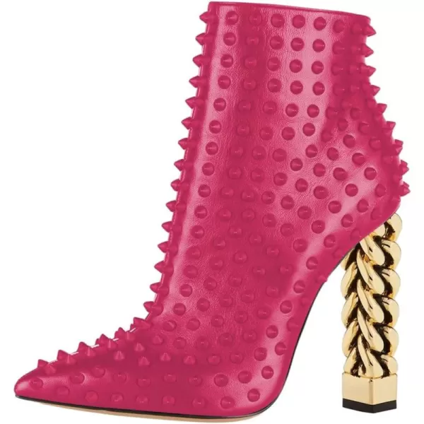 imageFSJ Women Trendy Pointed Toe Ankle Boot Block Chunky Gold High Heel Bootie Party Prom Shoes with Zipper Size 415 USPinkrivet