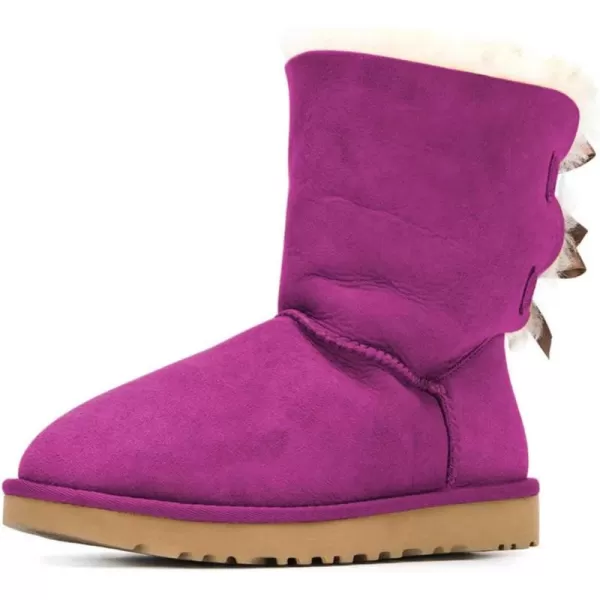 imageWomen Cute Winter Flats Round Toe Ankle Snow Boots Comfy Low Heels Warm Fur Bows Shoes Size 415 USPurple