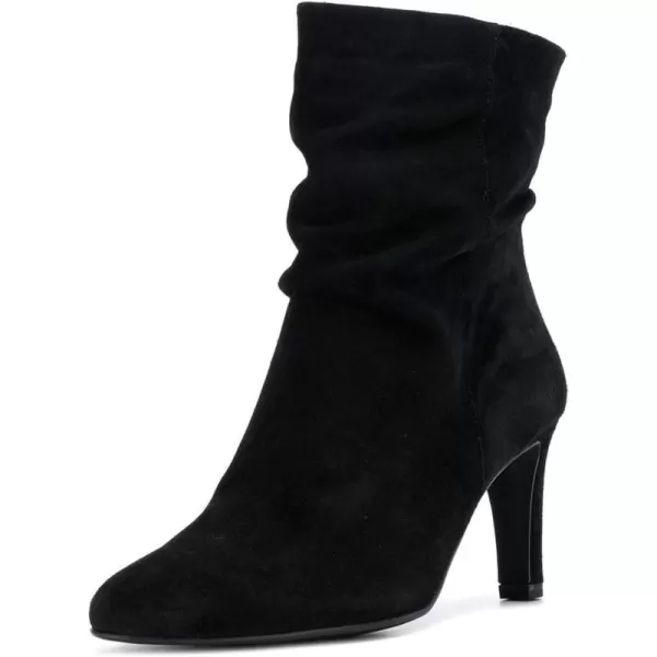 imageWomen Fashion Closed Toe Mid Calf Boots Mid Thick Heels Stretchy Slouch Booties Shoes Size 415 USBlack