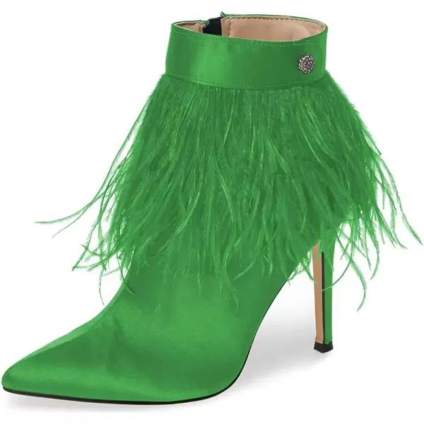 imageWomen Fluffy Feather Tassel Ankle Boots Pointed Toe Stiletto High Heels Prom Dress Booties Size 415 USGreen