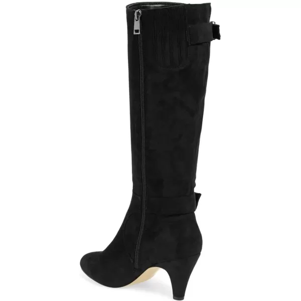 imageFSJ Women Classic Knee High Long Boots Closed Toe Thick Mid Heels Tall Winter Dress Shoes Size 415 USBlack