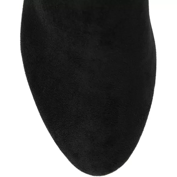 imageFSJ Women Classic Knee High Long Boots Closed Toe Thick Mid Heels Tall Winter Dress Shoes Size 415 USBlack