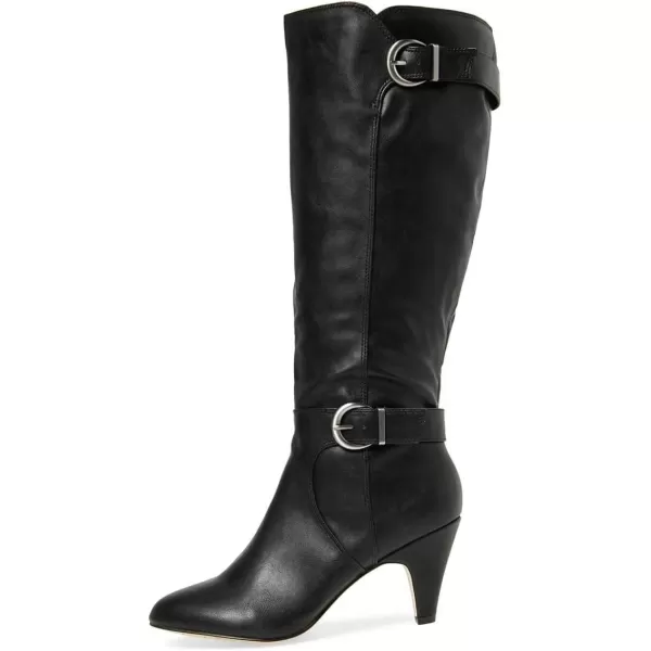 imageFSJ Women Classic Knee High Long Boots Closed Toe Thick Mid Heels Tall Winter Dress Shoes Size 415 USBlack Matte