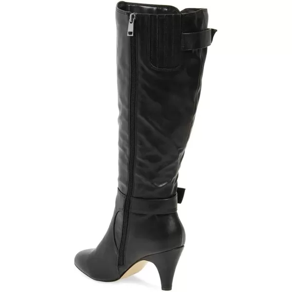 imageFSJ Women Classic Knee High Long Boots Closed Toe Thick Mid Heels Tall Winter Dress Shoes Size 415 USBlack Matte