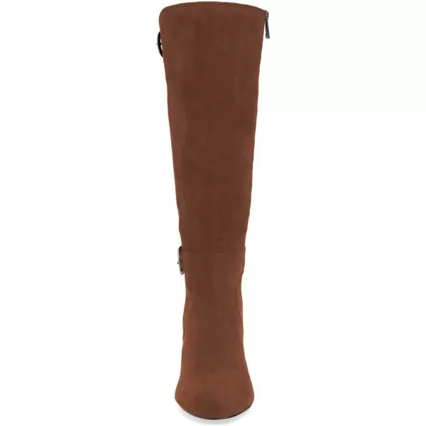imageFSJ Women Classic Knee High Long Boots Closed Toe Thick Mid Heels Tall Winter Dress Shoes Size 415 USBrown