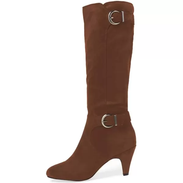 imageFSJ Women Classic Knee High Long Boots Closed Toe Thick Mid Heels Tall Winter Dress Shoes Size 415 USBrown