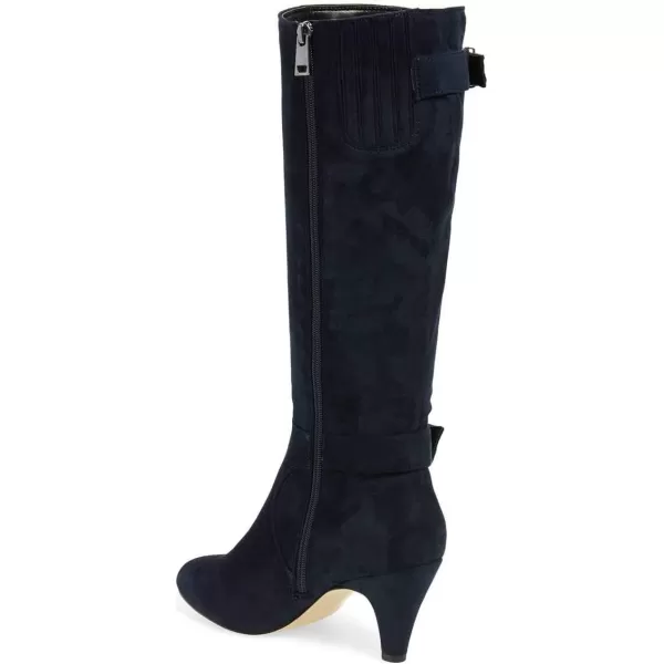 imageFSJ Women Classic Knee High Long Boots Closed Toe Thick Mid Heels Tall Winter Dress Shoes Size 415 USNavy Blue