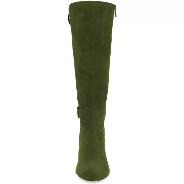 imageFSJ Women Classic Knee High Long Boots Closed Toe Thick Mid Heels Tall Winter Dress Shoes Size 415 USOlive