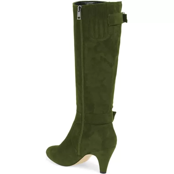 imageFSJ Women Classic Knee High Long Boots Closed Toe Thick Mid Heels Tall Winter Dress Shoes Size 415 USOlive