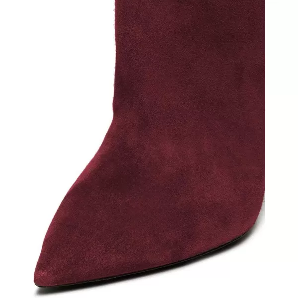 imageFSJ Women Over The Knee Boots Thigh High Crystal Chunky Heel Sparkly Rhinestone Closed Toe Stretch Long Boots Size 415 USBurgundy