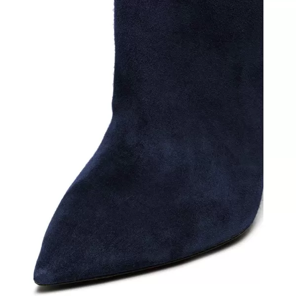imageFSJ Women Over The Knee Boots Thigh High Crystal Chunky Heel Sparkly Rhinestone Closed Toe Stretch Long Boots Size 415 USNavy