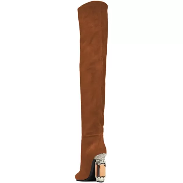 imageFSJ Women Over The Knee Boots Thigh High Crystal Chunky Heel Sparkly Rhinestone Closed Toe Stretch Long Boots Size 415 USSienna