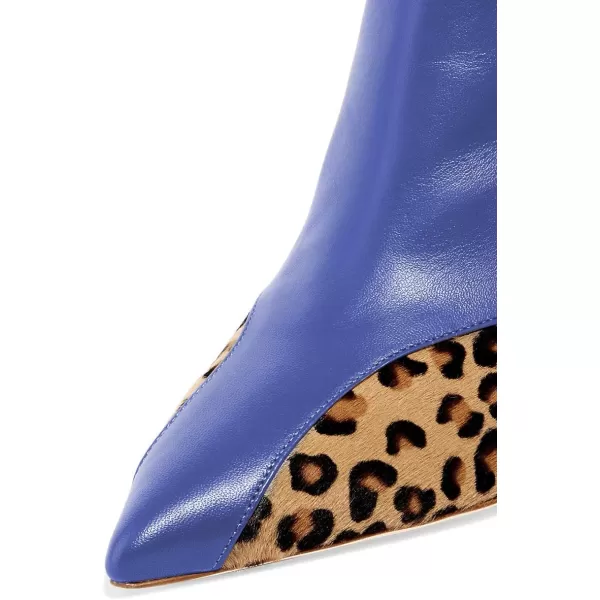imageFSJ Women Sexy Leopard Ankle Boots Pointed Toe Stiletto Mid Heels Lace Up Booties Shoes Size 415 USBlue