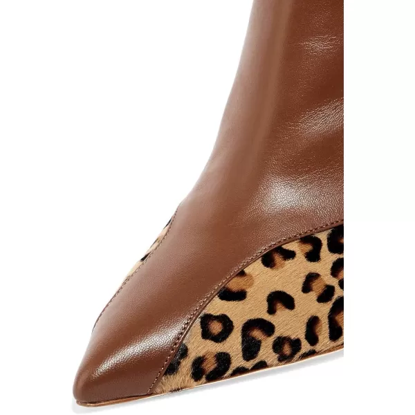 imageFSJ Women Sexy Leopard Ankle Boots Pointed Toe Stiletto Mid Heels Lace Up Booties Shoes Size 415 USBrown