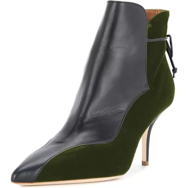 imageFSJ Women Sexy Leopard Ankle Boots Pointed Toe Stiletto Mid Heels Lace Up Booties Shoes Size 415 USGreen
