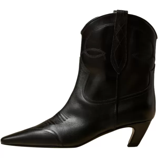 imageFSJ Women Square Toe Comfort Kitten Low Heel Ankle Boot Pull On Bootie Winter Cowgirl Cowboy Casual Dress Shoes Size 416 USBlack Pu Cowboy