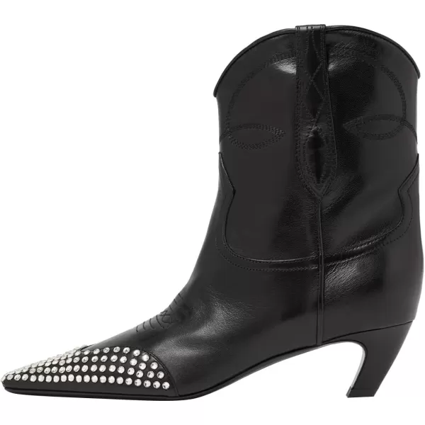 imageFSJ Women Square Toe Comfort Kitten Low Heel Ankle Boot Pull On Bootie Winter Cowgirl Cowboy Casual Dress Shoes Size 416 USBlack Rhinestones