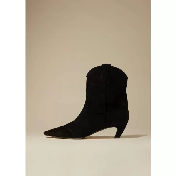 imageFSJ Women Square Toe Comfort Kitten Low Heel Ankle Boot Pull On Bootie Winter Cowgirl Cowboy Casual Dress Shoes Size 416 USBlack Suede Cowboy