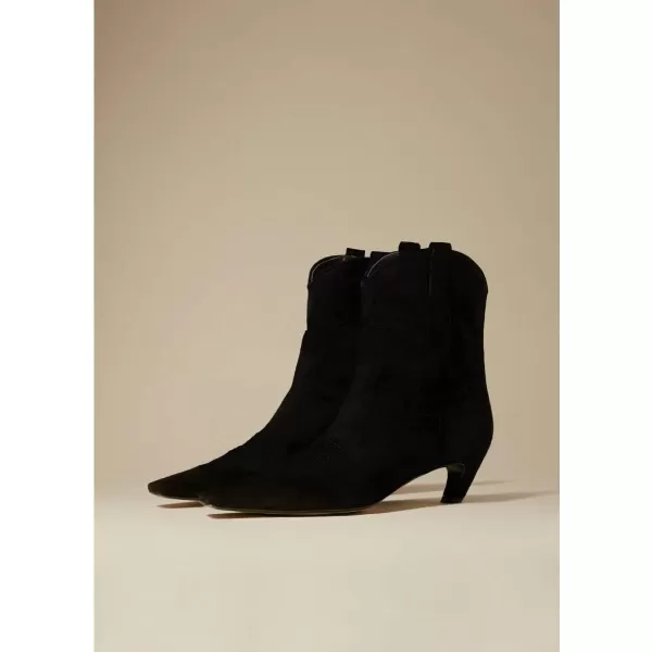 imageFSJ Women Square Toe Comfort Kitten Low Heel Ankle Boot Pull On Bootie Winter Cowgirl Cowboy Casual Dress Shoes Size 416 USBlack Suede Cowboy