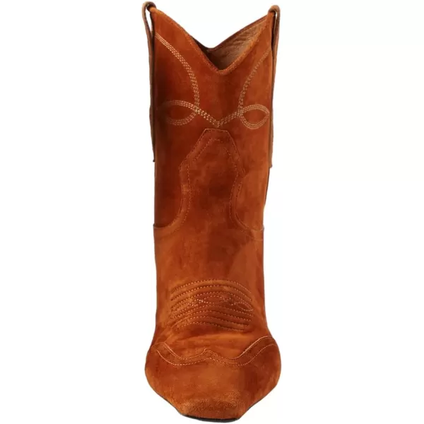 imageFSJ Women Square Toe Comfort Kitten Low Heel Ankle Boot Pull On Bootie Winter Cowgirl Cowboy Casual Dress Shoes Size 416 USBrown Orange