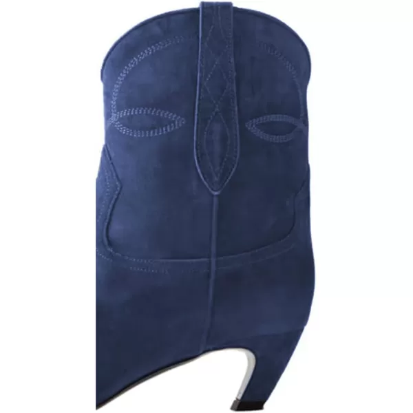 imageFSJ Women Square Toe Comfort Kitten Low Heel Ankle Boot Pull On Bootie Winter Cowgirl Cowboy Casual Dress Shoes Size 416 USNavy Blue Suede