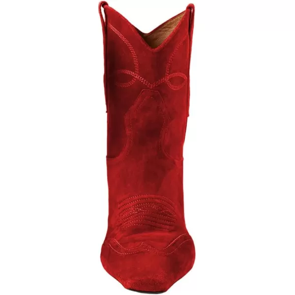 imageFSJ Women Square Toe Comfort Kitten Low Heel Ankle Boot Pull On Bootie Winter Cowgirl Cowboy Casual Dress Shoes Size 416 USRed Suede