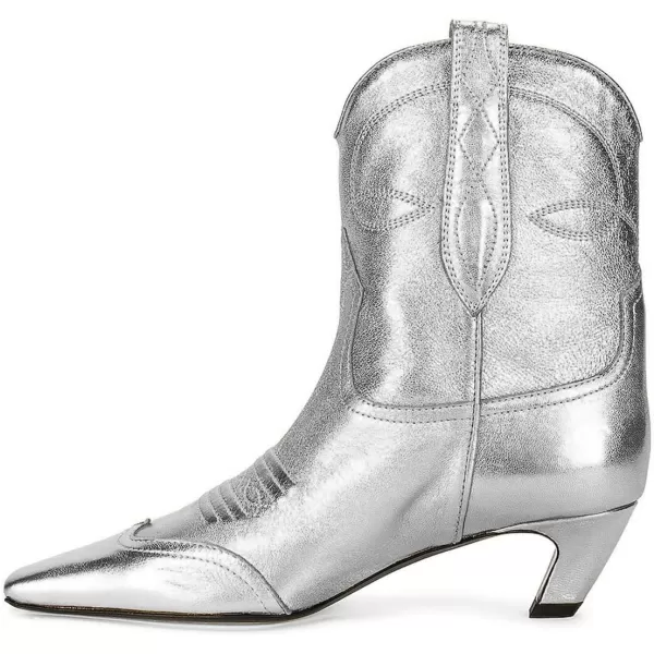 imageFSJ Women Square Toe Comfort Kitten Low Heel Ankle Boot Pull On Bootie Winter Cowgirl Cowboy Casual Dress Shoes Size 416 USSilver