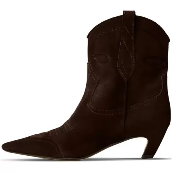 imageFSJ Women Square Toe Comfort Kitten Low Heel Ankle Boot Pull On Bootie Winter Cowgirl Cowboy Casual Dress Shoes Size 416 USTan