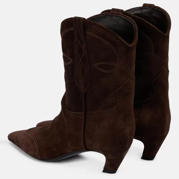 imageFSJ Women Square Toe Comfort Kitten Low Heel Ankle Boot Pull On Bootie Winter Cowgirl Cowboy Casual Dress Shoes Size 416 USTan