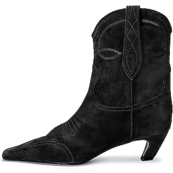 imageFSJ Women Square Toe Comfort Kitten Low Heel Ankle Boot Pull On Bootie Winter Cowgirl Cowboy Casual Dress Shoes Size 416 USVintage Black