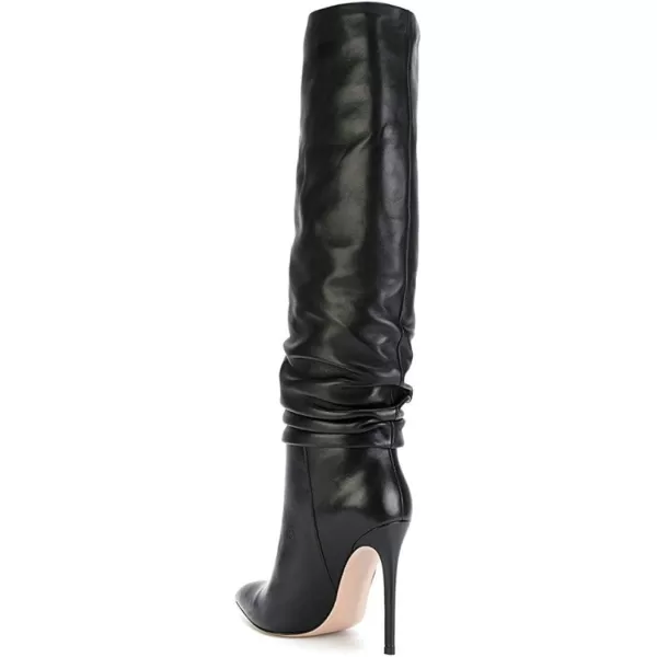 imageFSJ Women Versatile Stretchy Knee High Boots Stiletto High Heels Pull On Slouchy Fashion Long Boots Shoes Size 415 USBlack