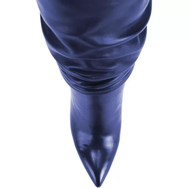 imageFSJ Women Versatile Stretchy Knee High Boots Stiletto High Heels Pull On Slouchy Fashion Long Boots Shoes Size 415 USBlue