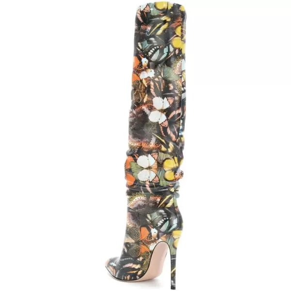 imageFSJ Women Versatile Stretchy Knee High Boots Stiletto High Heels Pull On Slouchy Fashion Long Boots Shoes Size 415 USButterfly