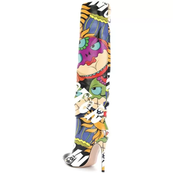 imageFSJ Women Versatile Stretchy Knee High Boots Stiletto High Heels Pull On Slouchy Fashion Long Boots Shoes Size 415 USCartoon