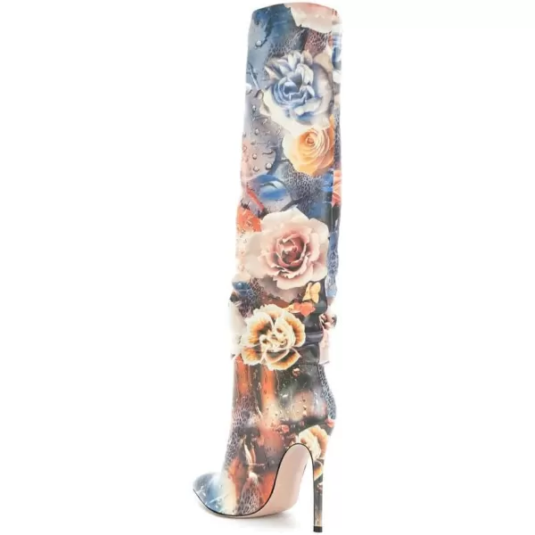 imageFSJ Women Versatile Stretchy Knee High Boots Stiletto High Heels Pull On Slouchy Fashion Long Boots Shoes Size 415 USFlower