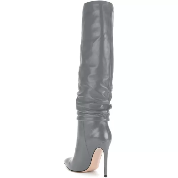 imageFSJ Women Versatile Stretchy Knee High Boots Stiletto High Heels Pull On Slouchy Fashion Long Boots Shoes Size 415 USGrey