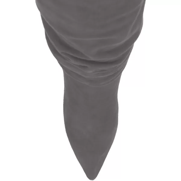 imageFSJ Women Versatile Stretchy Knee High Boots Stiletto High Heels Pull On Slouchy Fashion Long Boots Shoes Size 415 USGrey Suede
