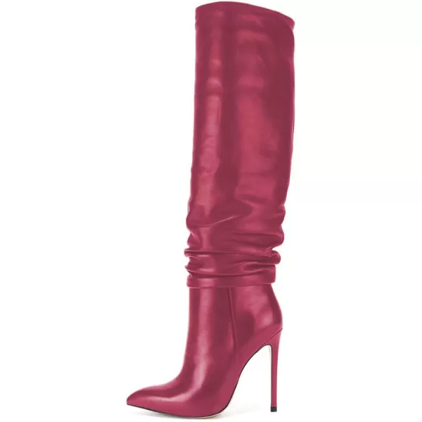 imageFSJ Women Versatile Stretchy Knee High Boots Stiletto High Heels Pull On Slouchy Fashion Long Boots Shoes Size 415 USHot Pink