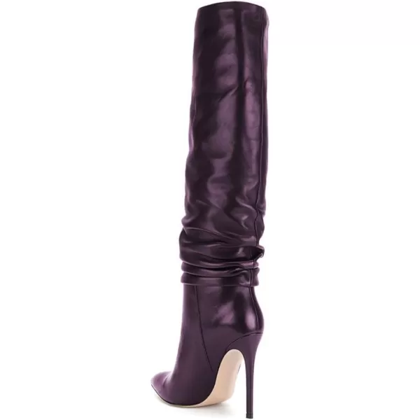 imageFSJ Women Versatile Stretchy Knee High Boots Stiletto High Heels Pull On Slouchy Fashion Long Boots Shoes Size 415 USPurple