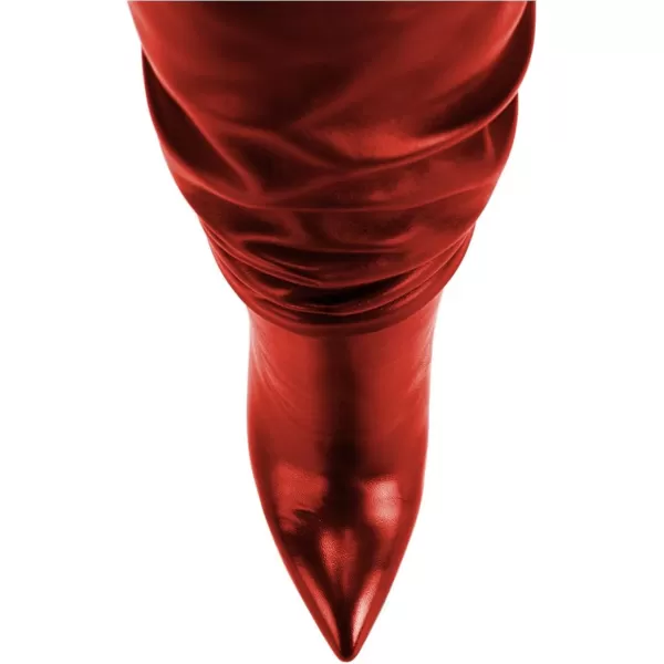 imageFSJ Women Versatile Stretchy Knee High Boots Stiletto High Heels Pull On Slouchy Fashion Long Boots Shoes Size 415 USRed